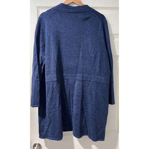 Talbots Petite Blue Cotton Blend  Open Front Knit Cardigan Sweater Petite 2X - Picture 2 of 9